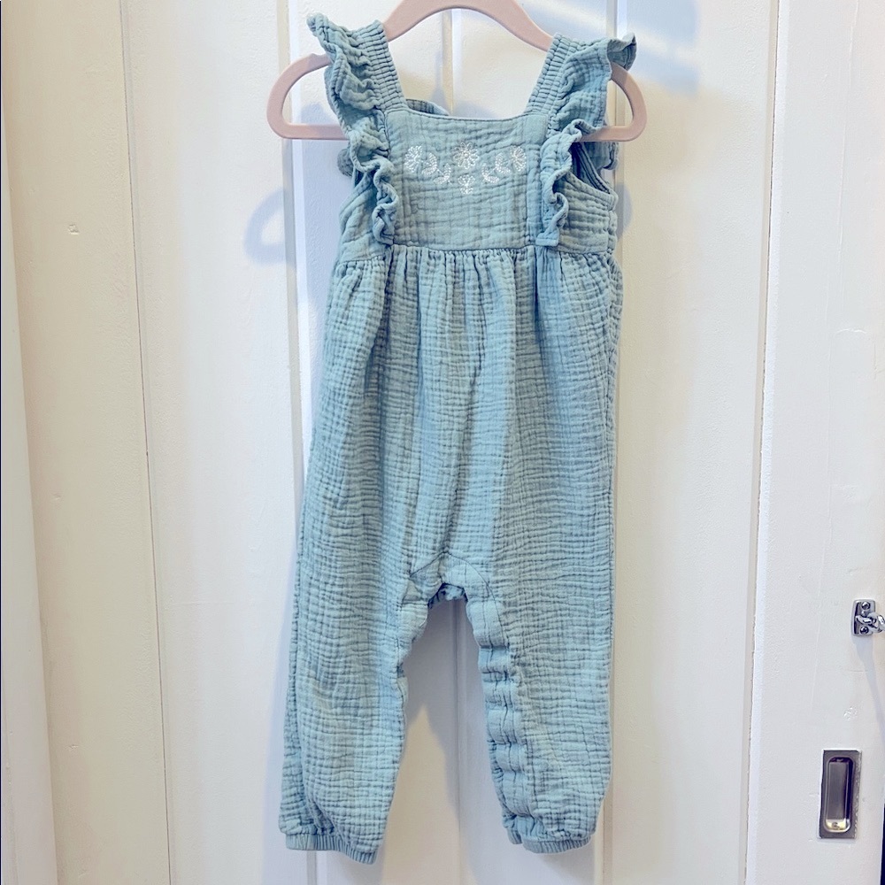 Carter's Baby Girls' Embroidered Gauze Jumpsuit - Green/White 18M